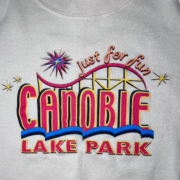 Vintage Canobie Lake Park Kids Sweatshirt Yellow Kid U Not 50/50 Graphic Medium - Picture 4 of 7
